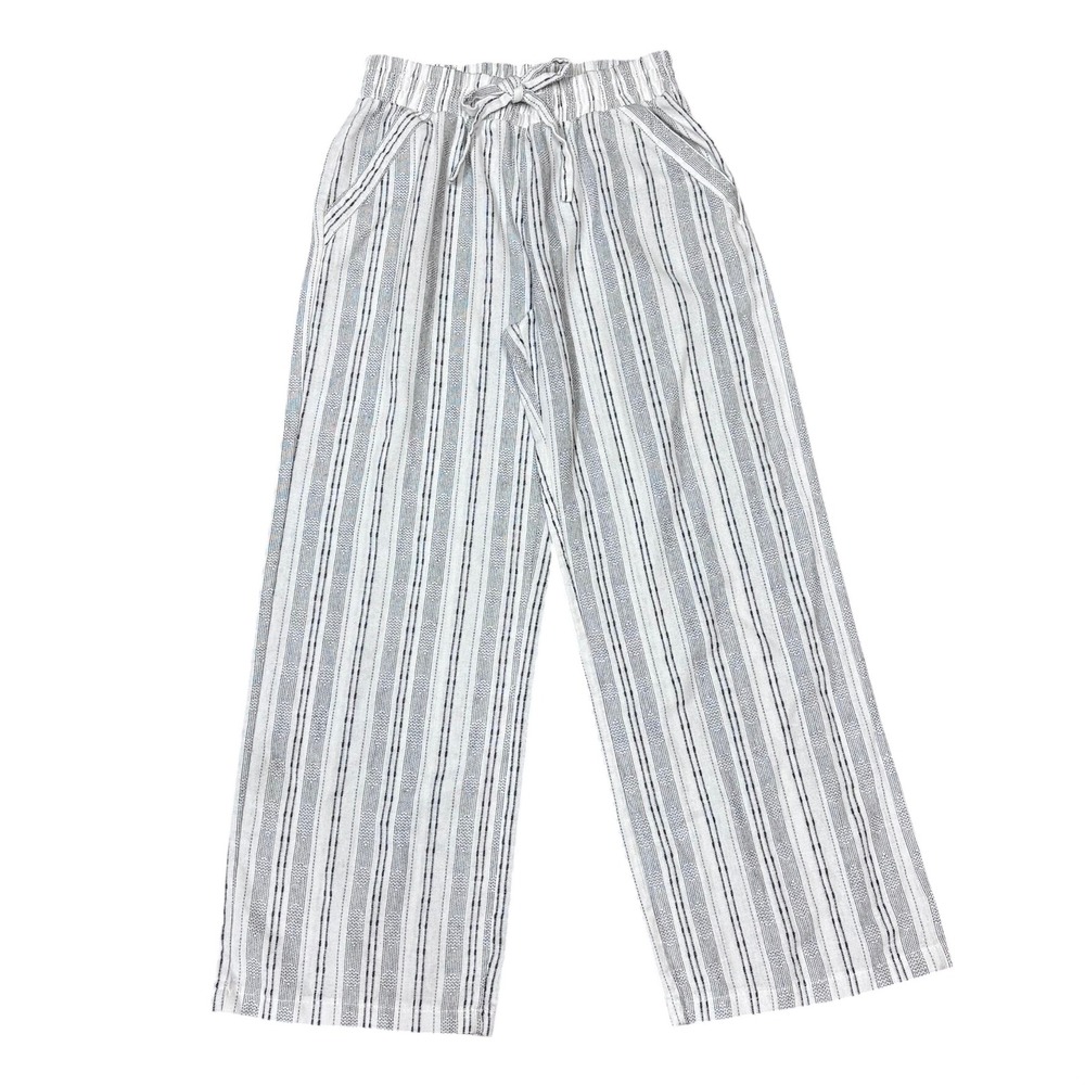 Sienna Sky Coastal Beachy Boho Summer Womens White Striped Wide Leg Pants L
